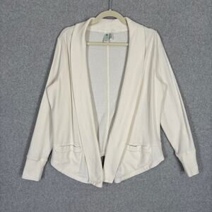 Adventura Cardigan Large Cream Waffle Organic Cotton Poly Neutral Lounge Comfy**